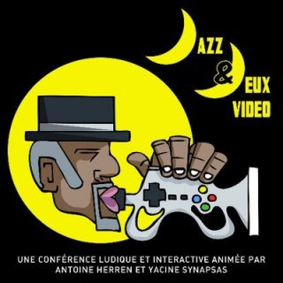 Affiche de conférence musico ludique "Jazz et jeu vidéo ! mariage impossible ?"