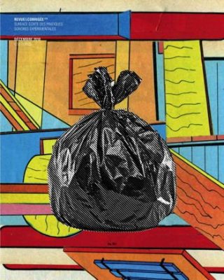 Un sac poubelle sur fond coloré pop